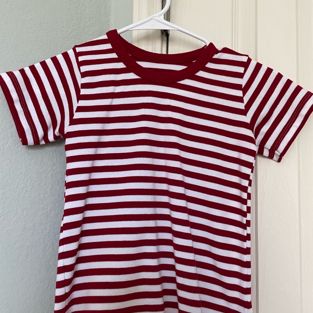 Daily Drills striped cotton baby tee - red and cream stripe